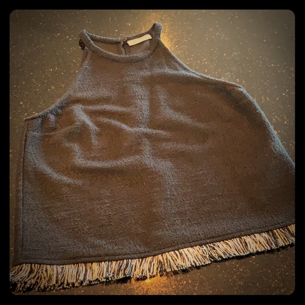 Zara trafaluc high neck tank with fringe